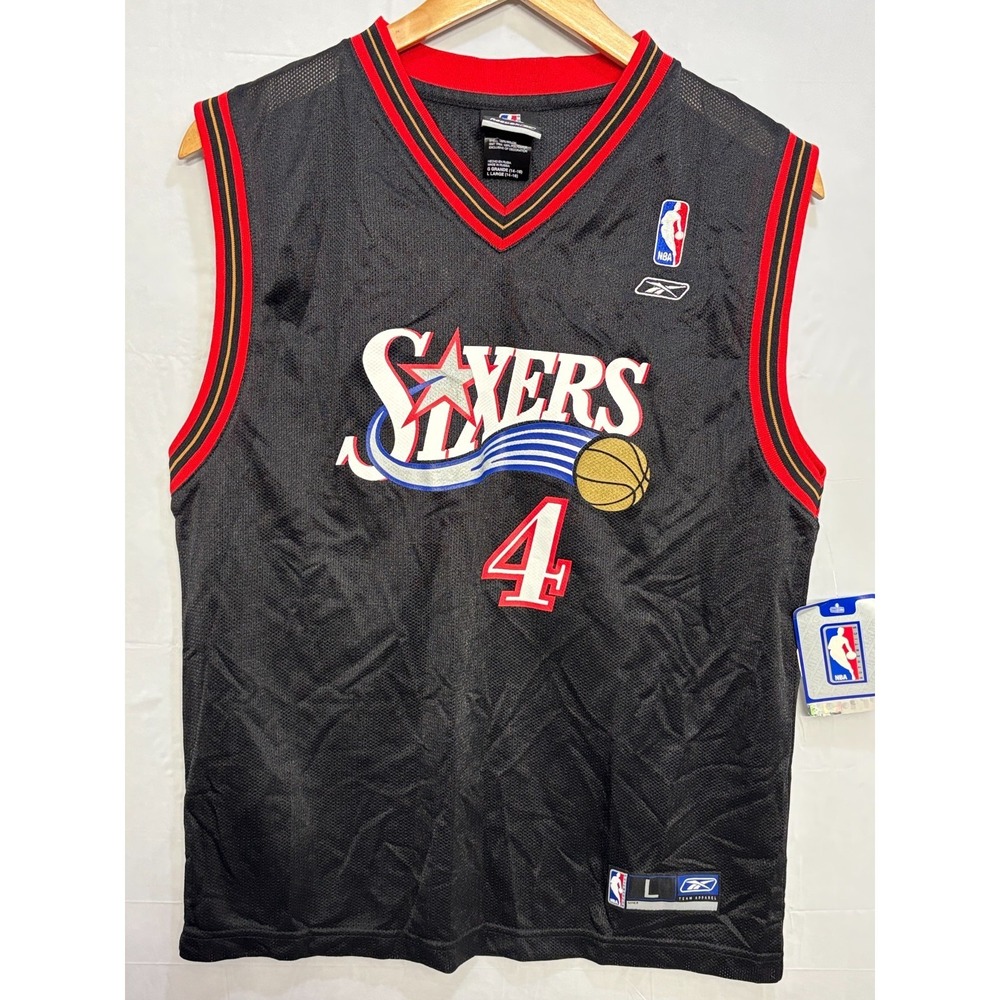 Philadelphia 76ers Reebok NBA Jersey Boys Black Chris Webber #4 Large NWT
